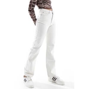 Weekday Rowe Extra High Waist Regular Fit Straight Leg Jeans in Off White